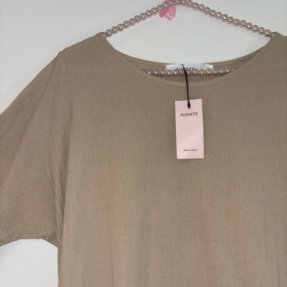 Elegant Tan Mini Dress - Picture 2 of 10